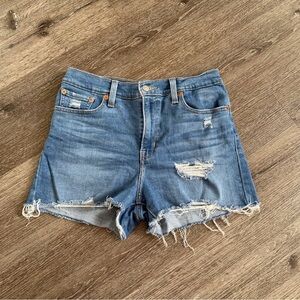 Casual Blue Distressed Jean Shorts